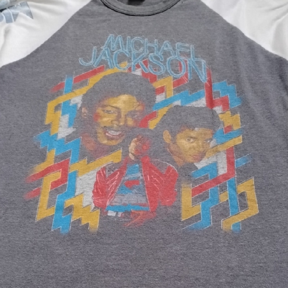 Men's Gray Vintage Large Michael Jackson 80s 3/4 Shirt Mr Brief Tag